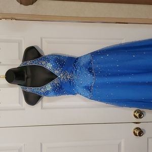 Tiffany Designs Size 4 Blue with sequin and stone Dress
